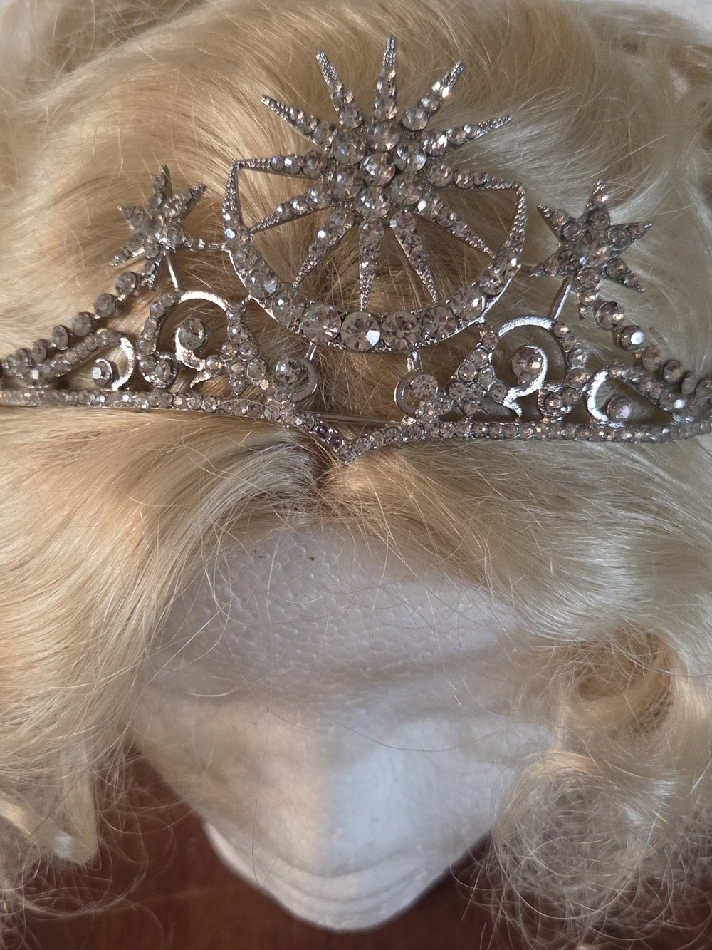 Silver Crystal Starburst Tiara - Elegant Women's Headpiece